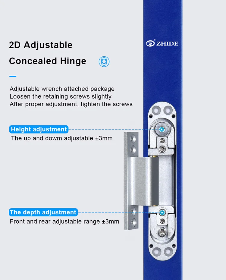Two Way Adjustable Hinge Rebated Door Concealed Hinge 120 Degree