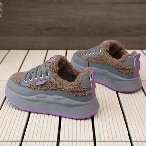 BR913 2026 Winter New Plush Trend Warm Thick Sole Student Cotton Shoes Plush Home Casual Versatile Women's Shoes