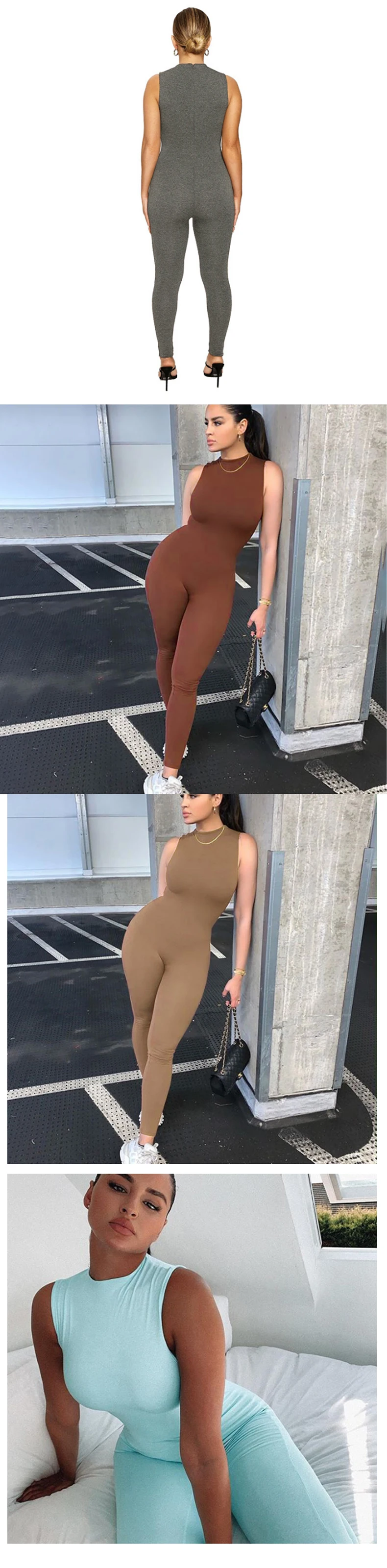 Factory wholesale casual brown rompers women jumpsuit