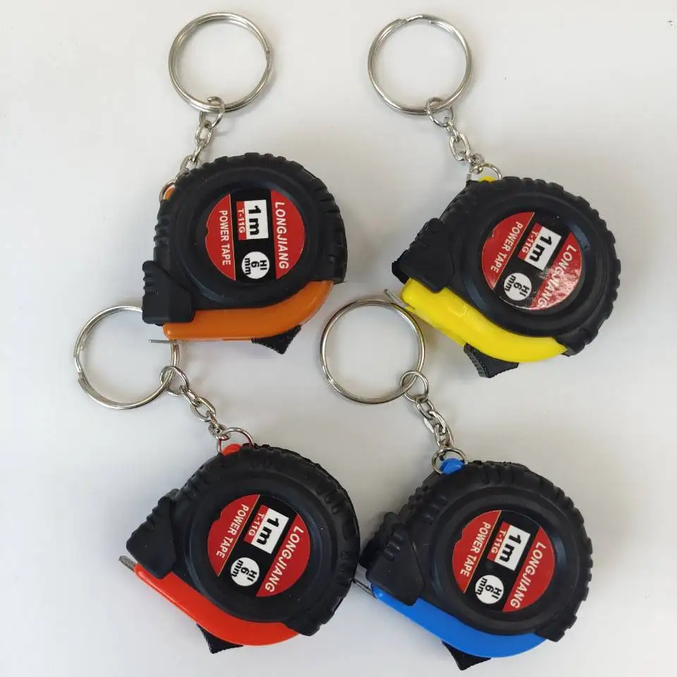 Mini Retractable Steel Pocket Measuring Ruler Tape Keychain 1m