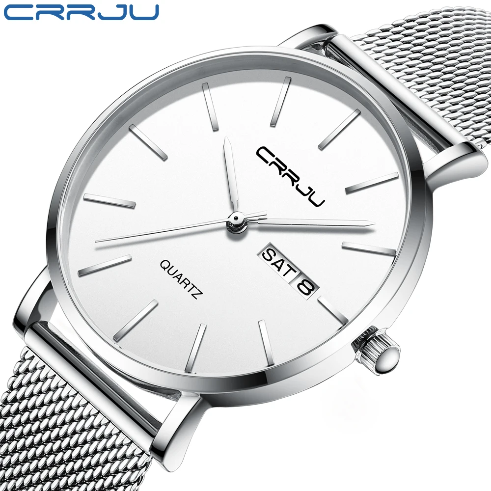 CRRJU Original Factory Waterproof Minimal Design Japan Movement Ladies Silver White Watch