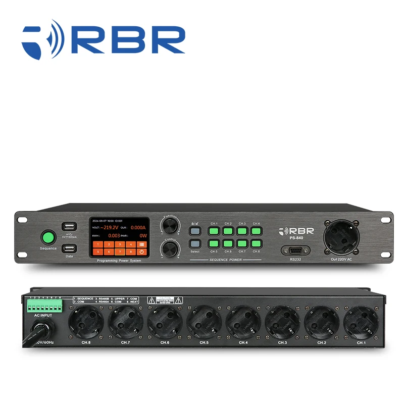 Touch Display PS840 9CH Power Sequence Controller with EU Socket Voltmeter Ammeter Power Meter
