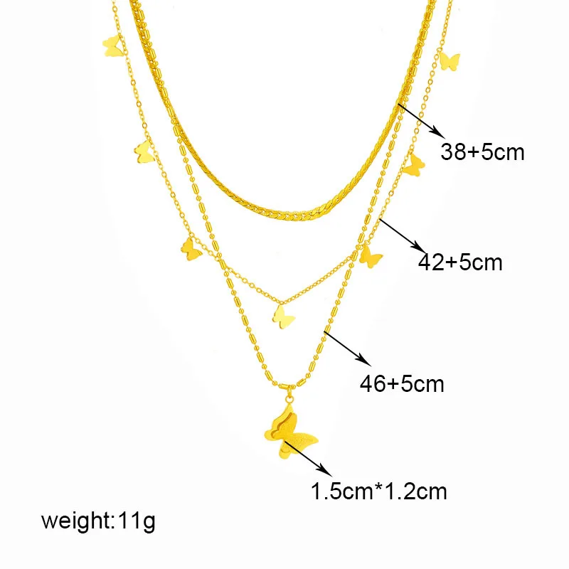 18K Gold Plated Butterfly Necklace - Multi Layer Design