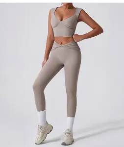 Custom Gym Wear High Waist 3 Piece Yoga Sets Gym Clothes Fitness Woman Sportswear Flared Yoga Pants Set