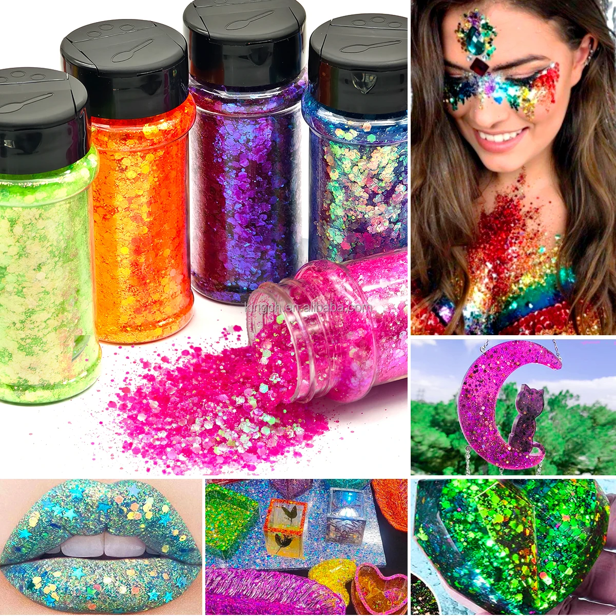 product factory wholesale cosmetic glitter powder hexagon pet bulk holographic glitter mixed chunky glitter powder for crafts 24 colors-14