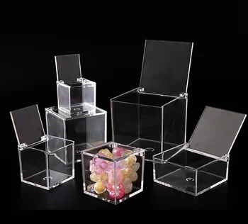 Wholesale Square Clear Plastic Flip Candy Box Party Favor Package Jewelry Storage Box Gifts Plastic Flip Box