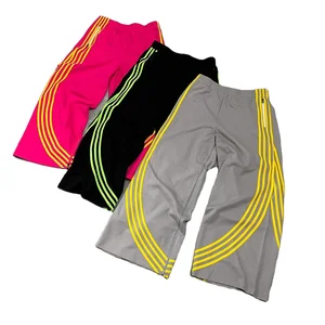 Oem Wholesale Oversized Fit Straight Wide Leg Sweatpants Men Zip Bottom Striped Trimmed Baggy Track Pants