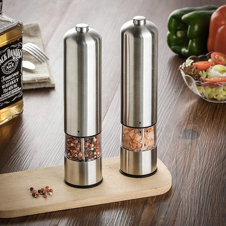 1pc Electric Salt & Pepper Grinder Set Battery Operated With Adjustable  Coarseness, Stainless Steel Body And Acrylic Spice Chamber