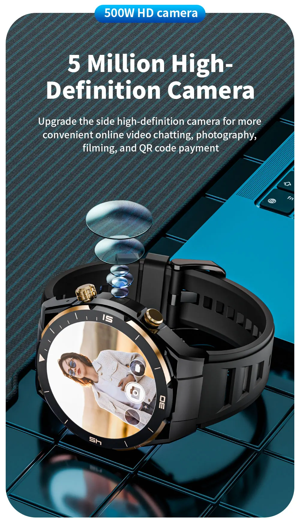 Relojes Smart Watch 2024 4G Sim Card Android Camera SOS Gps Navigation NFC Access BT Music Headphone Connection Man Smart Watch