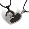 Black and white heart cat pair-black line