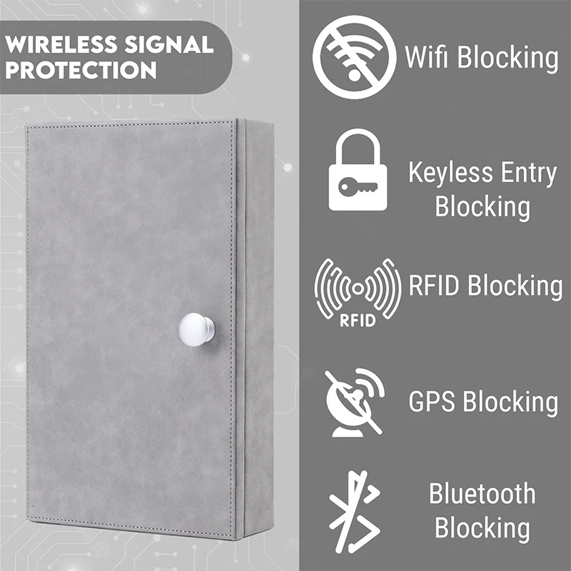 Wall Mount Faraday Box Keyless Entry Car Key Safe Protector Antitheft Signal Blocking Cages