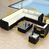 [Directo de fábrica] Mesa de té para 7 personas, mesa auxiliar esquinera [Acero al carbono]