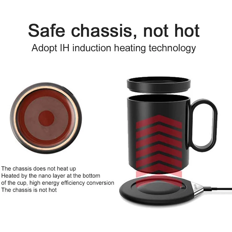 Custom Temperature Control Heating Electric Mug Coffee Heater Cup 55 Degree Ceramic Smart Mug Warmer with Thermostatic Cup Set