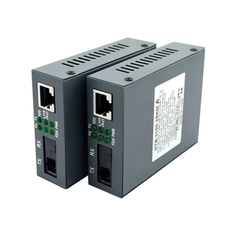 HTB-3100 10/100M Single Mode SC Port Optical Media Transceiver Ethernet 20KM 25KM RJ45 Fiber Optic Media Converter