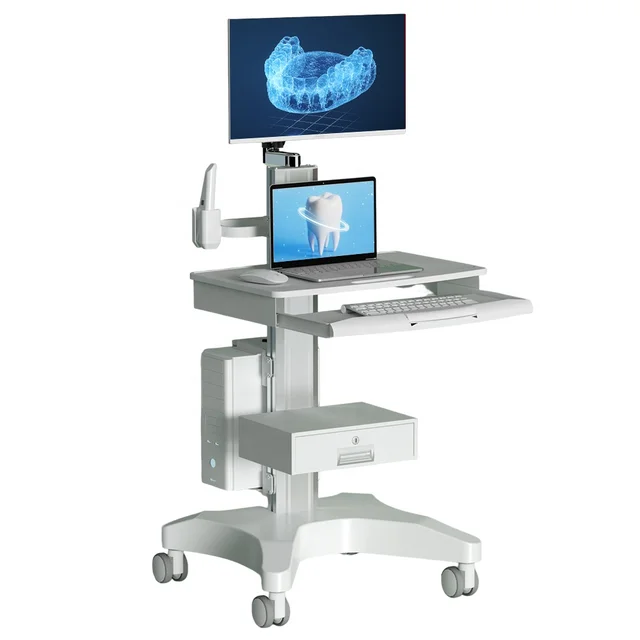 Medical Large Storage Dental Trolley Medical Trolley Monitor Mount Hospital Oral Scanning Cart