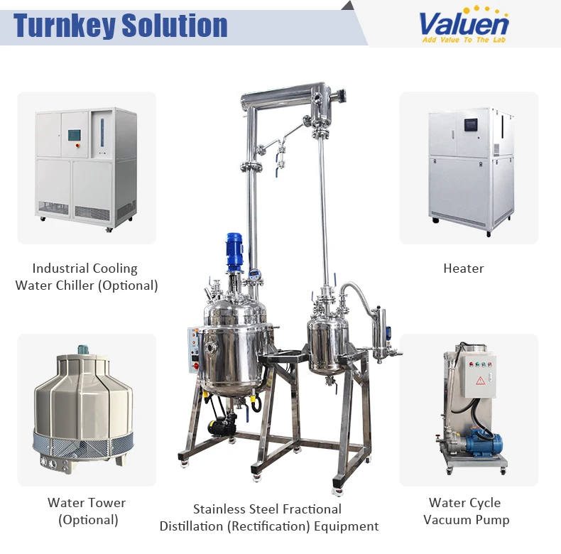 Valuen 100L Fractional Distillation Of Essential Oils Lab Destilation Equipment  Stainless steel rectification supplier