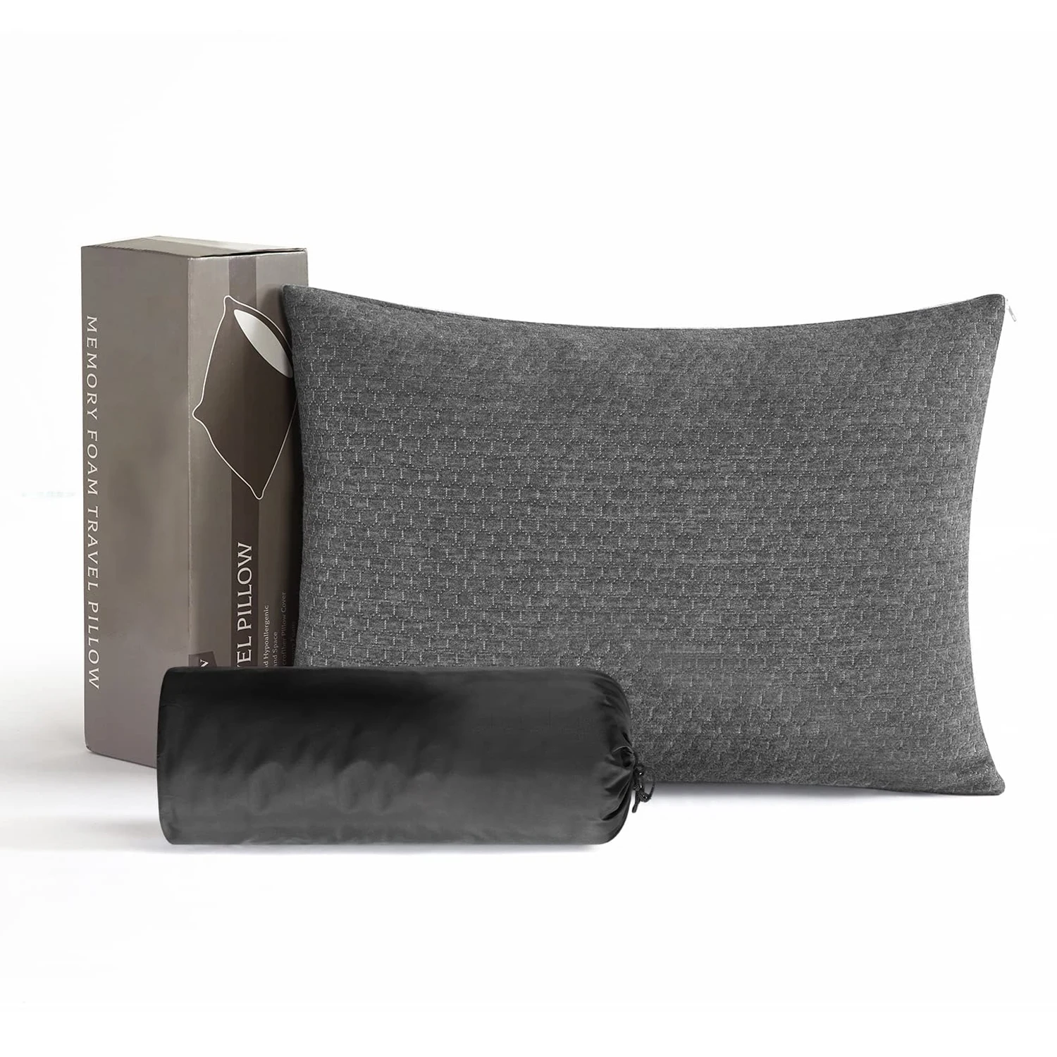 Cuscino Da Viaggio In Memory Foam Triturato PEUJEW, Morbido E Comprimibile, Con Federa, Viola, L (58x40 Cm)