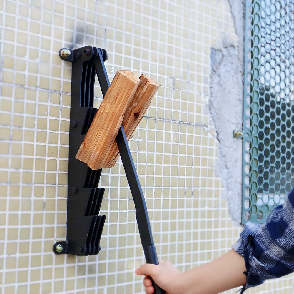 Hand Log Splitter Wall Mounted Kindling Splitter High Carbon Steel Detachable Powerful Wall Mounted Log Splitter for Home