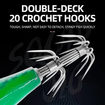Glow Squid Jig Hook Saltwater Fishing Bait Artificial Egg Wood Shrimp Lures Sea Fishing Octopus Cuttlefish Squid Lure – Metal Jig – view 5