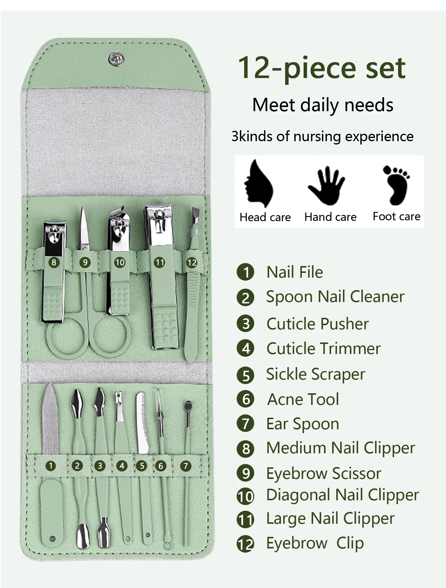 Custom Stainless Steel Nail Grooming Kit Nail Care Kit Manicure Set
