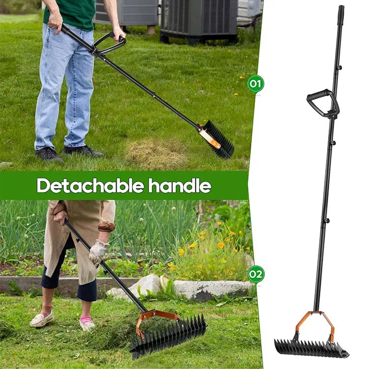 The New Lawn Thatching Rake Long Handled Removable Metal Lawn 