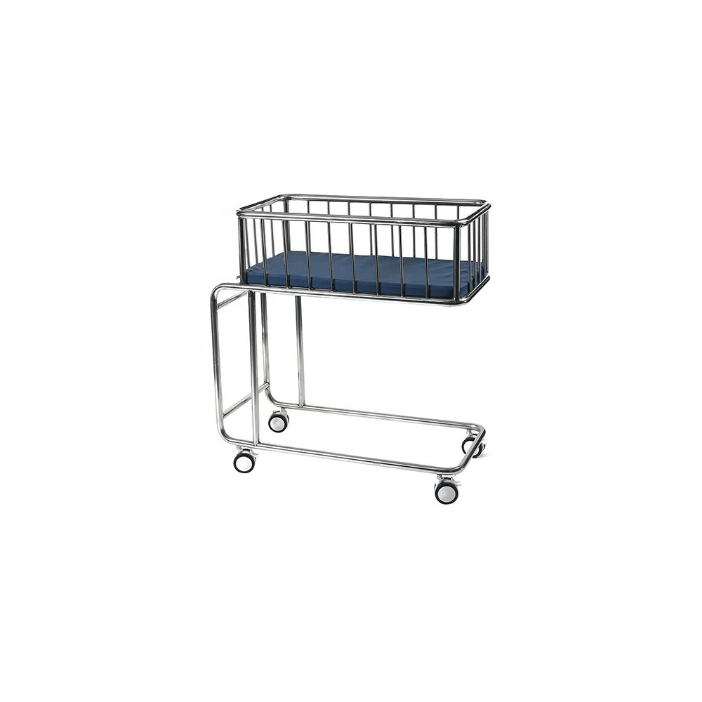 SUS304 Stainless Steel Medical Baby Crib Soft Leatherette Foldable Adjustable Durable Hospital Furniture Commercial School Use 6