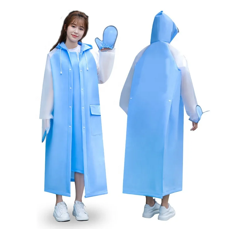 Wholesale Unisex Disposable EVA rain coat Portable for Adults Hood Style Travel Tours Outdoor Activities