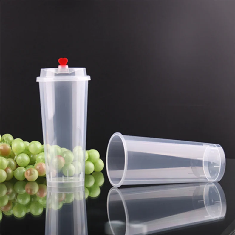 Logo Custom Printed Frosted Transparent Plastic Hard PP Hot Cold Drinks Boba Bubble Tea Cups with Lids