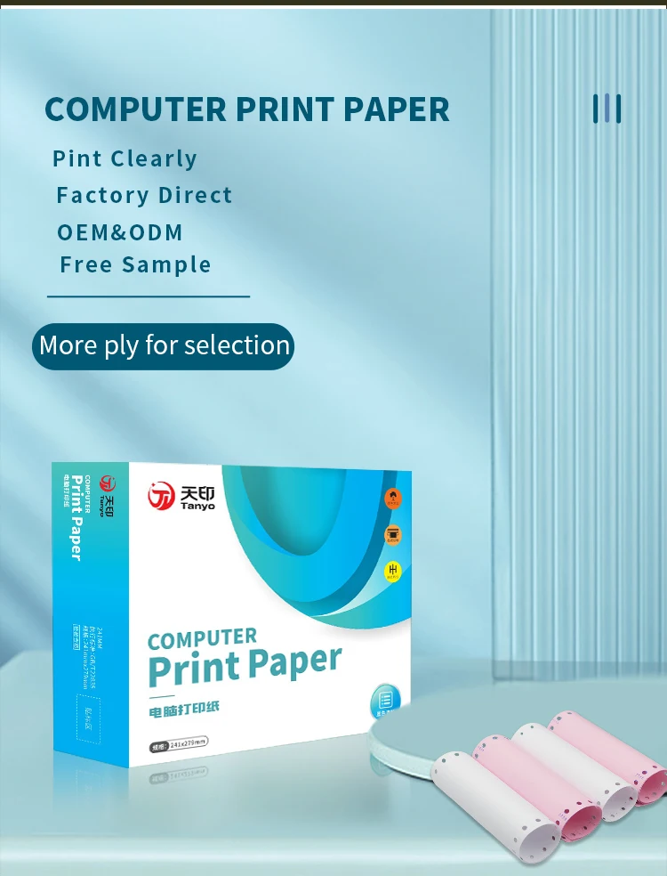 factory direct sale  4plys Computer NCR paper invoice paper 9.5*11 all white a grade carbonless paper