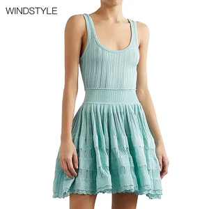 OEM/ODM Sleeveless A-Line Camisole Dress Sexy Print Empire Waistline Crew Neck for Summer Autumn Spring