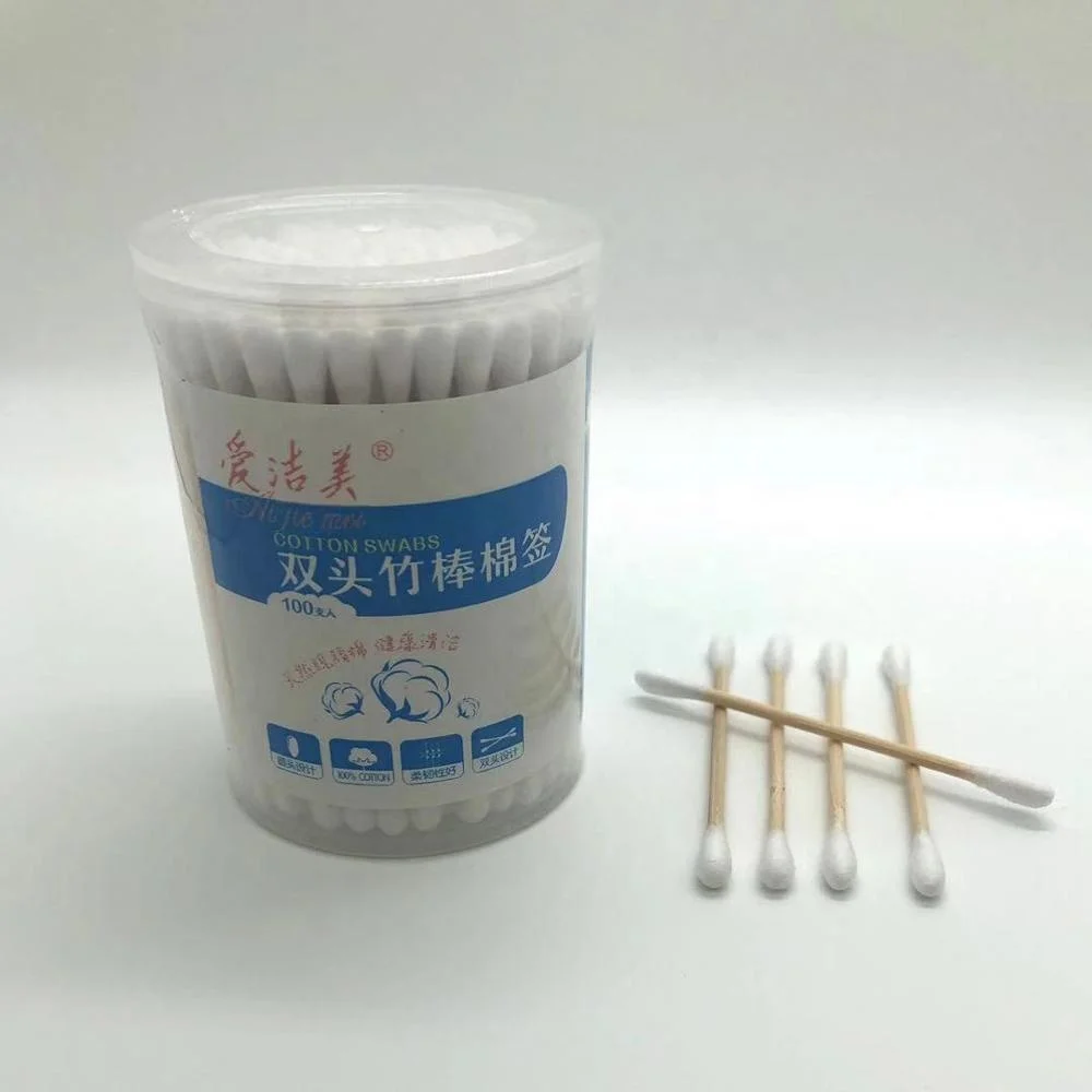 Одноразовые двойные круглые бамбуковые палочки, ватные палочки