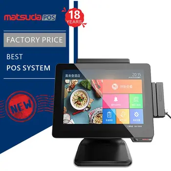 Full Flat Capacitive Touch Screen POS System Aluminum Alloy Restaurant Ordering Machine Cashier Equipment POS Terminal