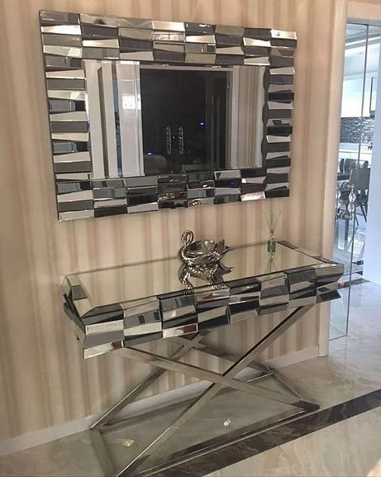 Лидер продаж 2020 высококачественный роскошный зеркальный стол из нержавеющей стали для мебели с зеркалом прихожей