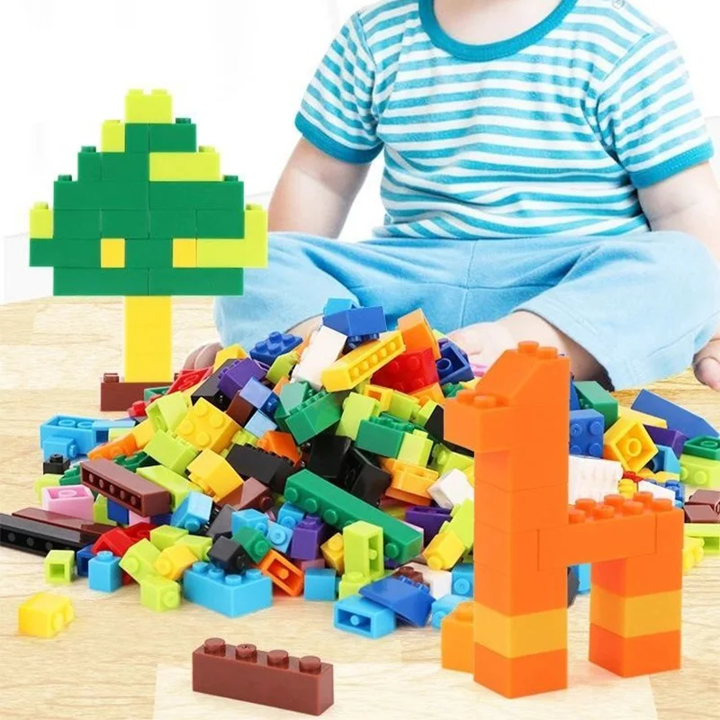 Wholesale 500/1000Pcs Blocks ABS Plastic Bricks Kids Kit DIY Education Compatible with small particles Building Block Sets Toys