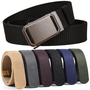 Men's Thickened Canvas Belt with Automatic Buckle Plus Size Belt for Trousers