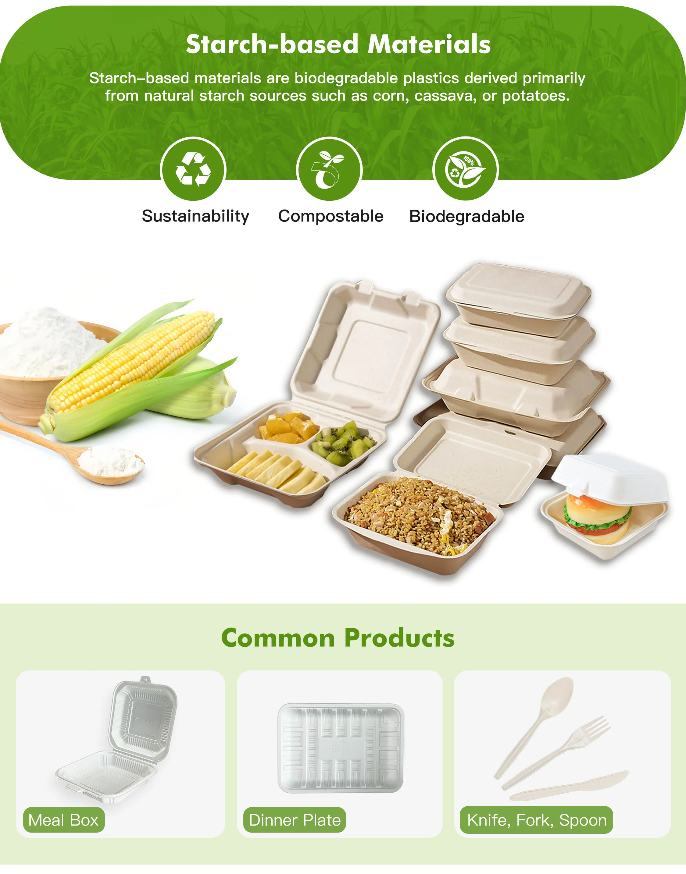 Custom Eco Friendly Bio-degradable Disposable Rectangular Container ...