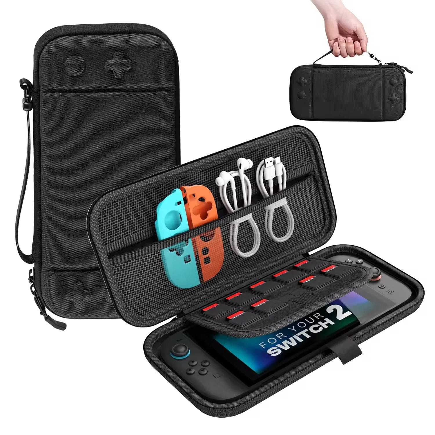 ニンテンドースイッチ2用OEM 2025 EVAハードシェル保護キャリングケース 周辺機器ポケット付きビデオゲームプレイヤーストレージバッグ