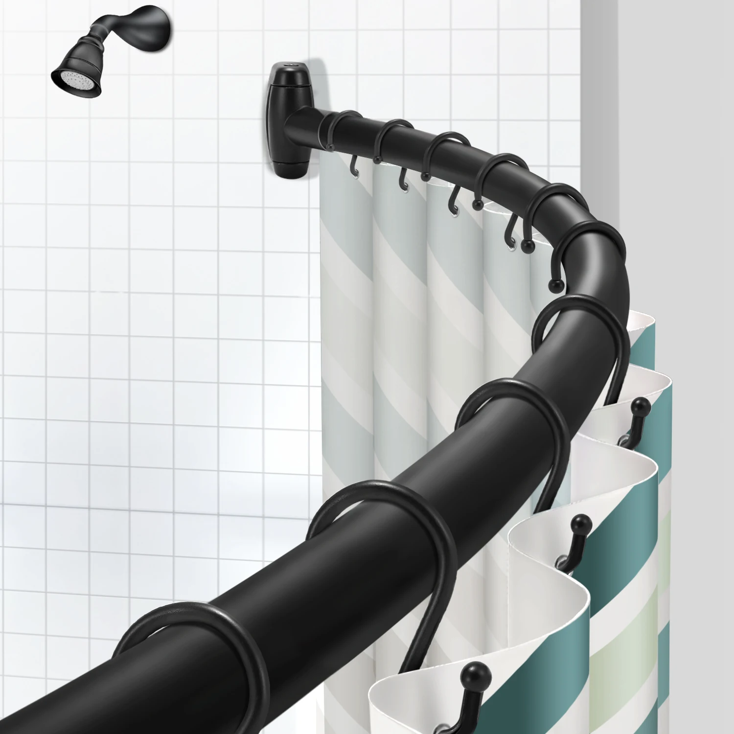 Dòng sản phẩm mới của chúng tôi mang lại giải pháp cho phòng tắm của bạn, thanh treo rèm nhà tắm màu đen cong - một sản phẩm độc đáo và sang trọng. Với kiểu dáng độc đáo, thanh treo rèm giúp cho bạn tận dụng tối đa không gian và tạo cảm giác phòng tắm rộng rãi hơn.