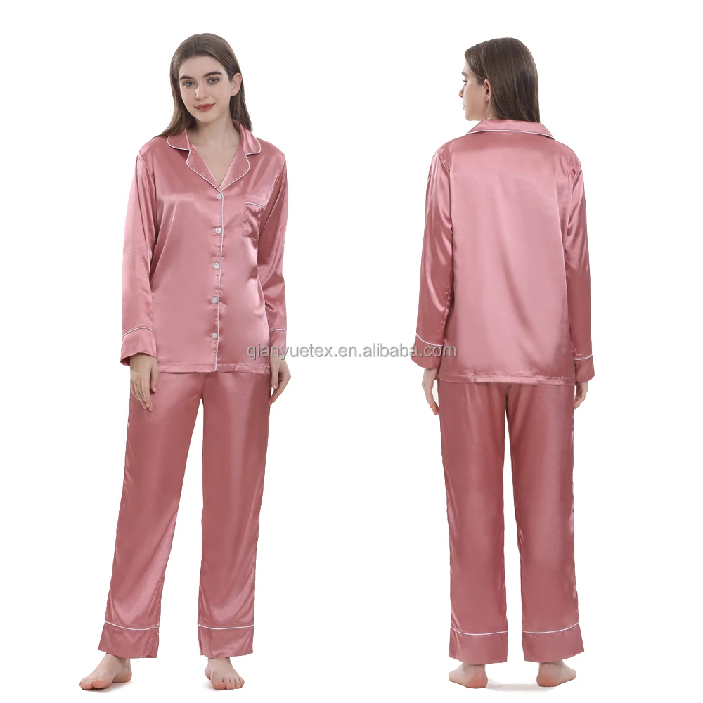 Wholesale Luxury Silk Full Length Pajama Pants Women Satin Pajamas Set