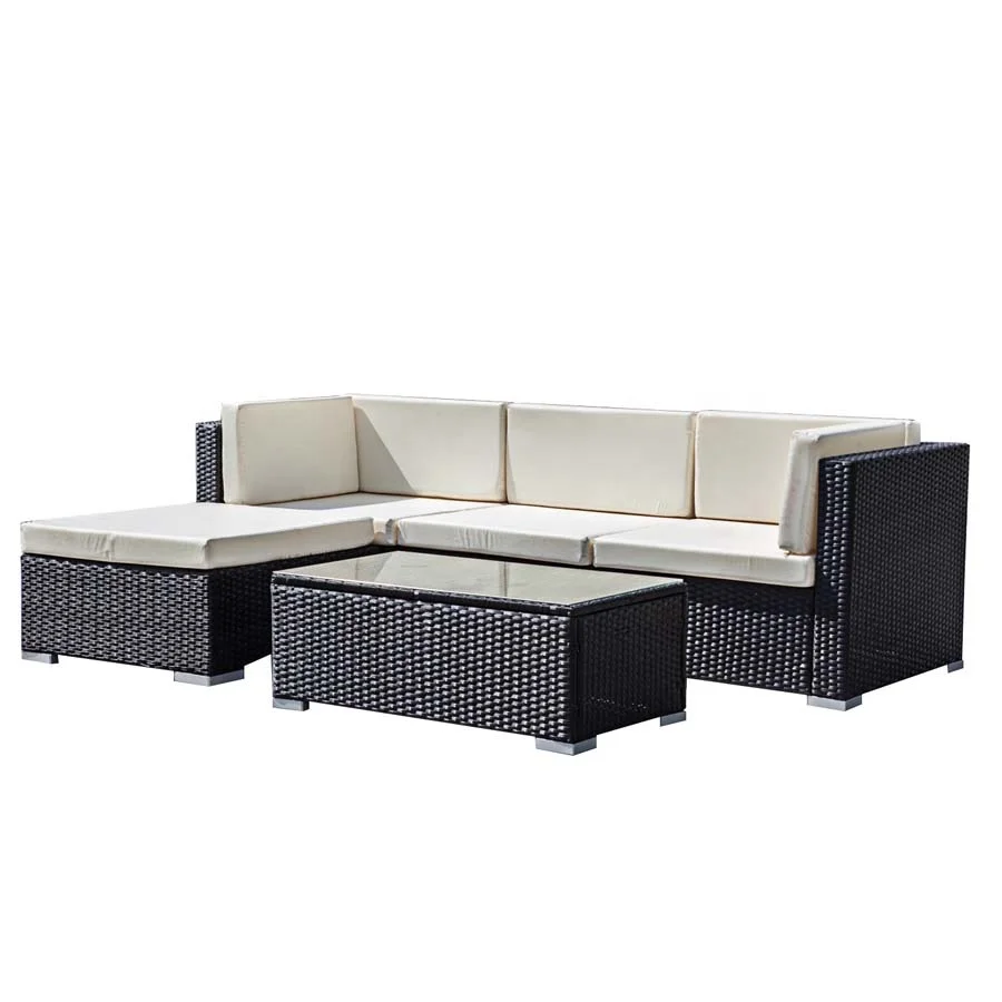 
Mail Packing Garden Patio Sofa Sets Rattan Effect Patio Set 4PC Corner Sofa Set 4PC Outdoor Furniture Couch Padded 