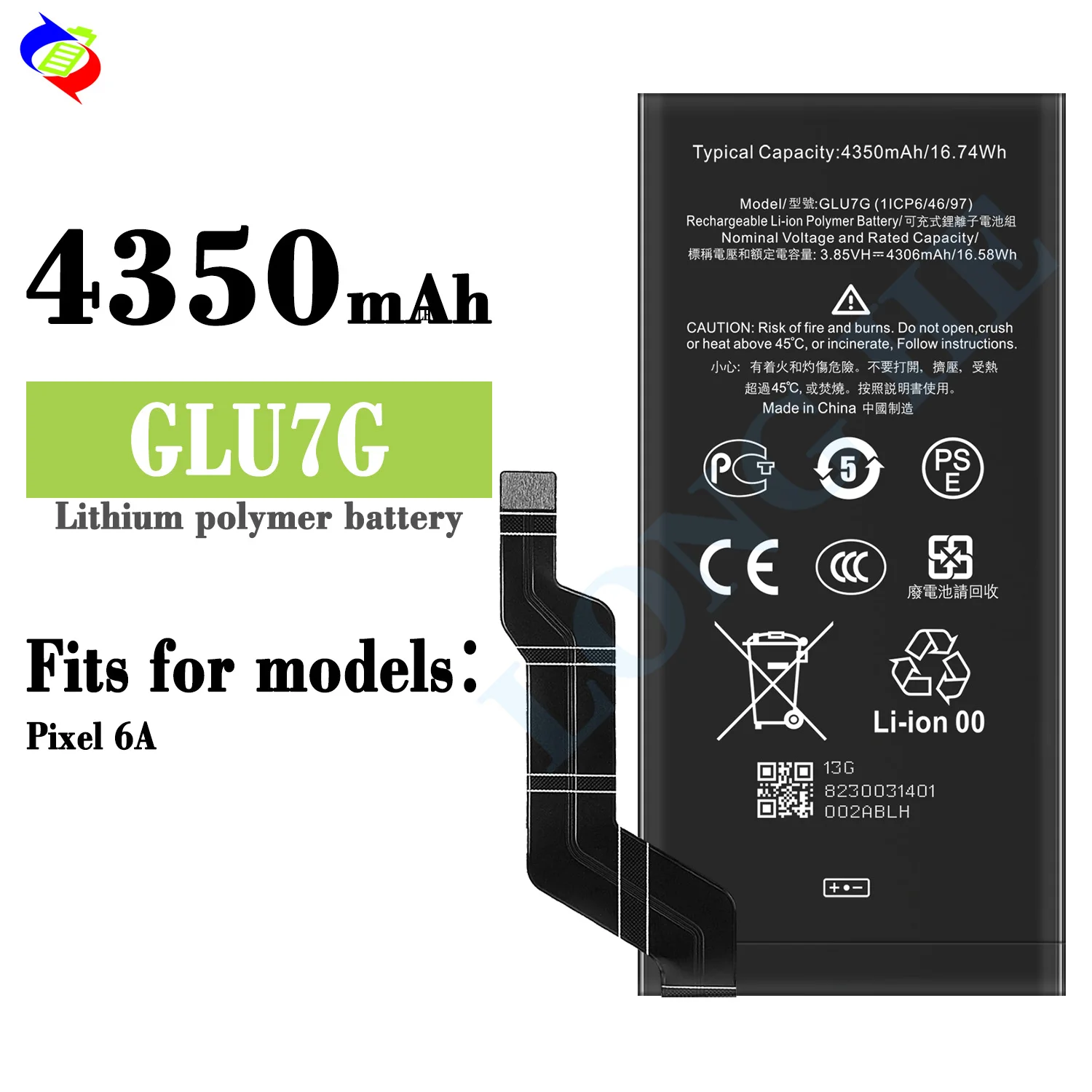 Genuine Google Pixel 6A Battery GLU7G 4410 mAh Free Tools