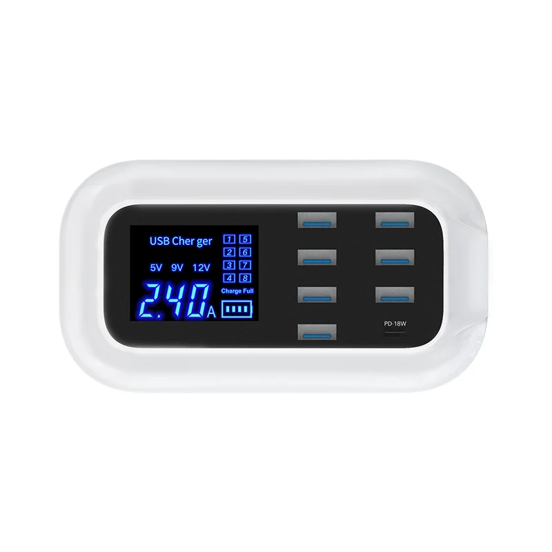
Производитель OEM Высокое качество 18 Вт PD зарядное устройство мульти USB зарядное устройство 7 USB порт 1 Type-C порт умное зарядное устройство Быстрая зарядка 