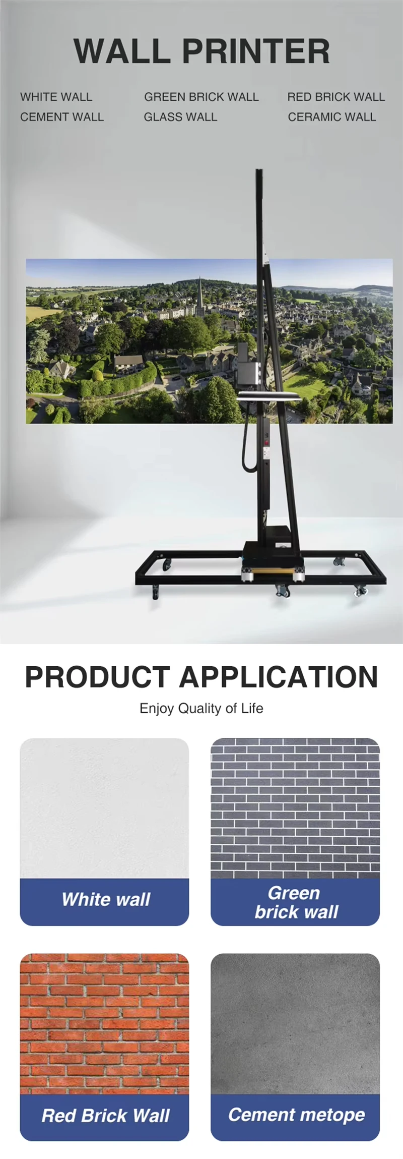 Advanced Wireless Automatic Inkjet Printer Easy Operation Vertical Wall Flatbed Wallpaper Printer