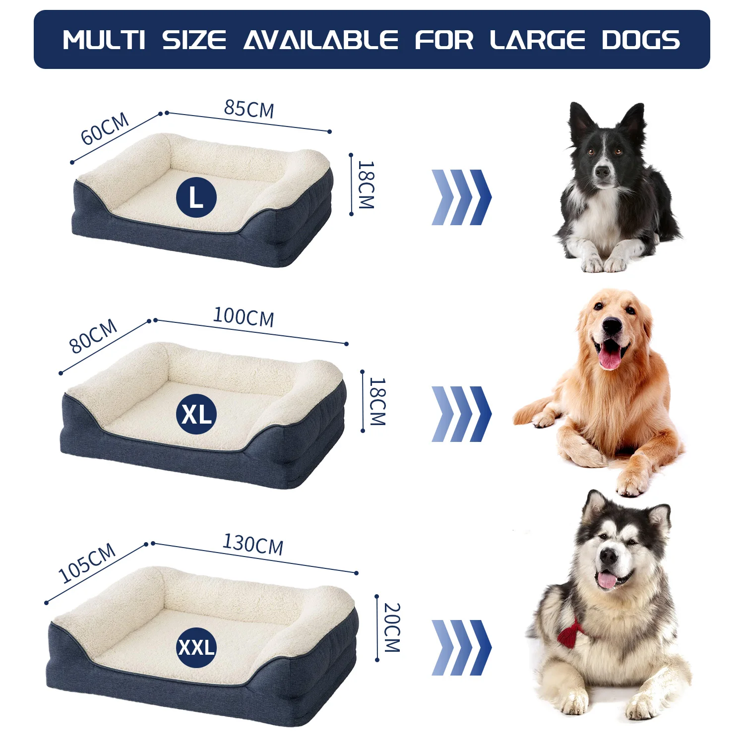 Wholesale big xl xxl heavy duty extra large orthopedic memory foam pet dog sofa bed for large dogs details