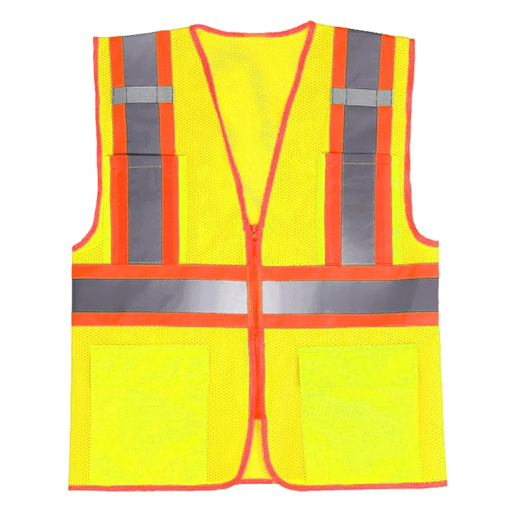 ZUJA завод Ansi Class2 повысить светоотражающий жилет безопасности сетки с застежкой-молнией