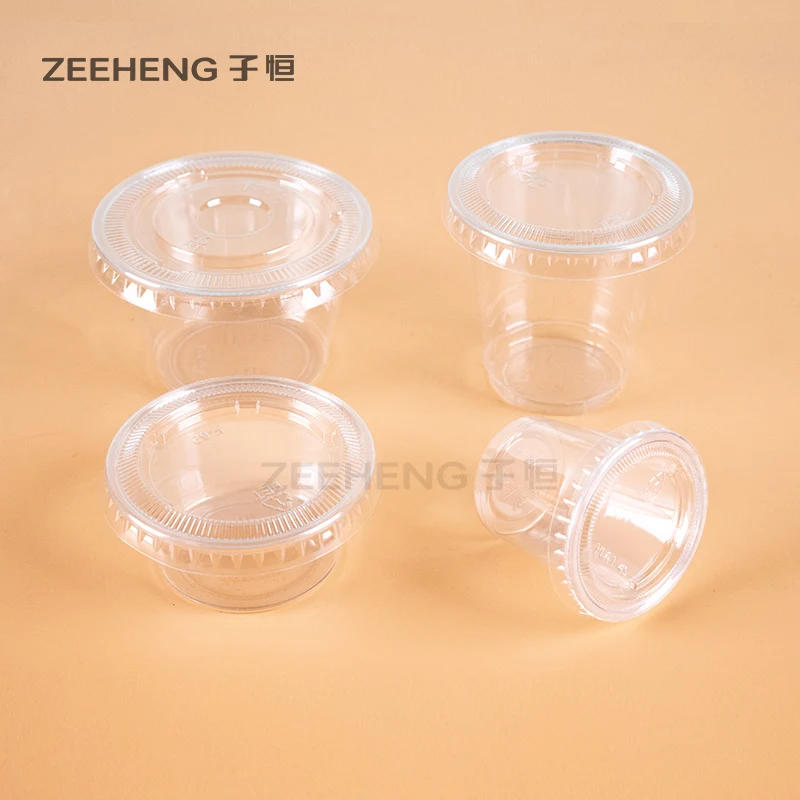 2oz PET Portion Cup Disposable Plastic Dipping Sauce Cup With Lid