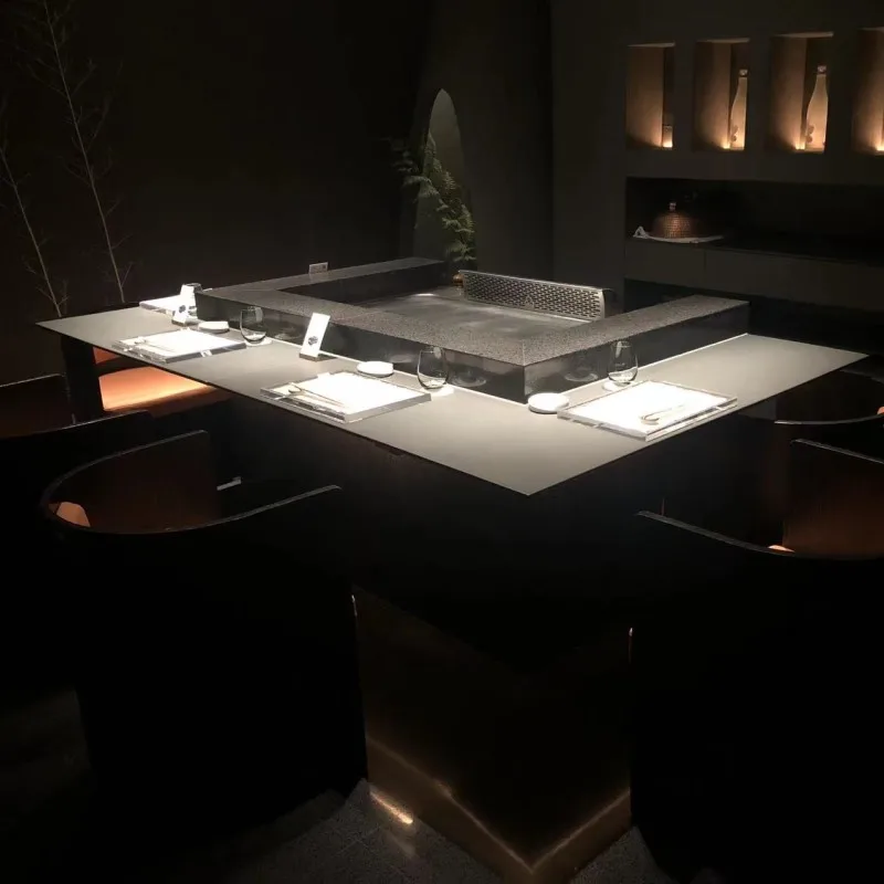 Commercial Stainless Steel Teppanyaki Grill Table with 2400x850x800mm Size 500*400mm Cooking Area and 380V/220V Voltage