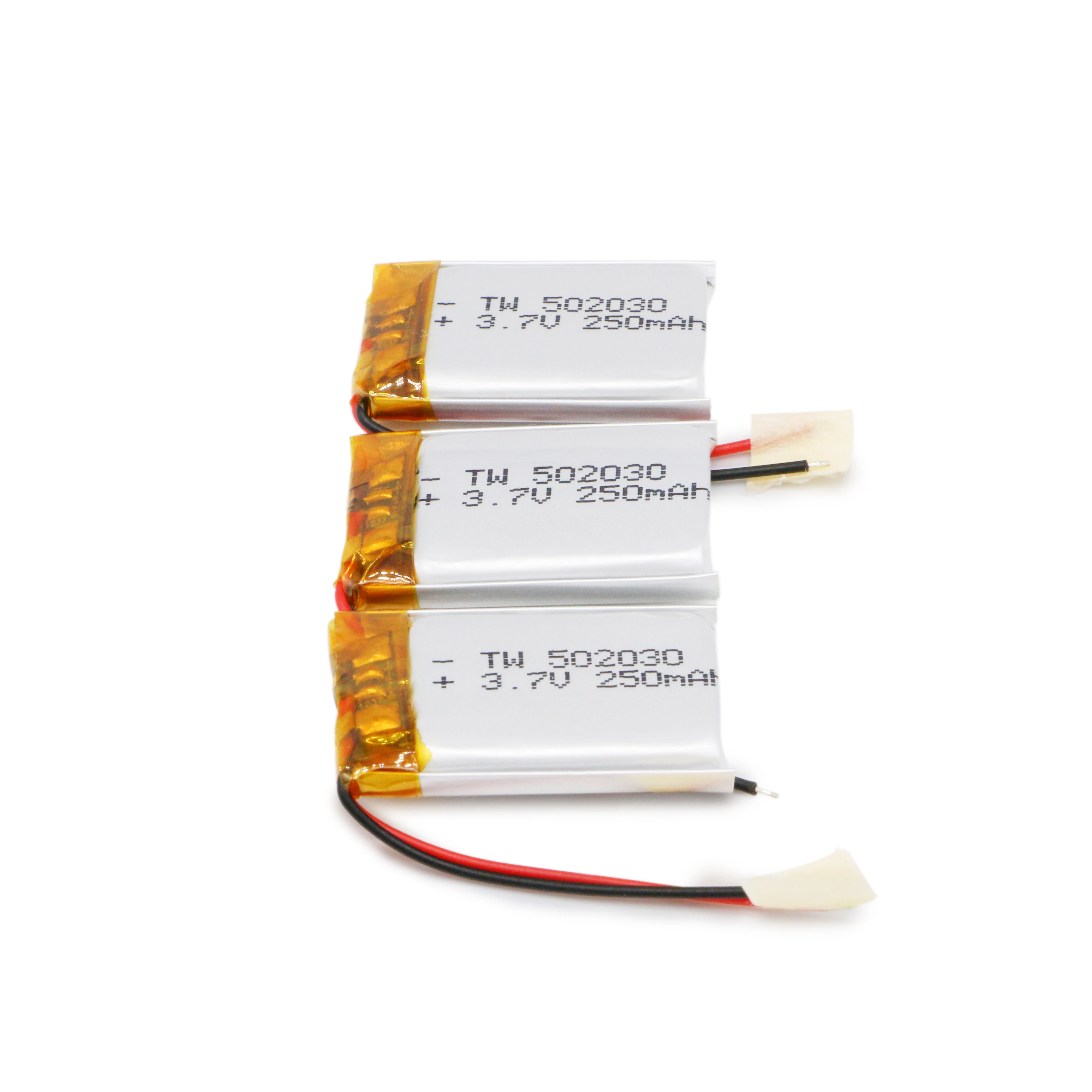502030 250mAh 3.7v machine rectangular lithium polymer ion battery cells pack  with connector