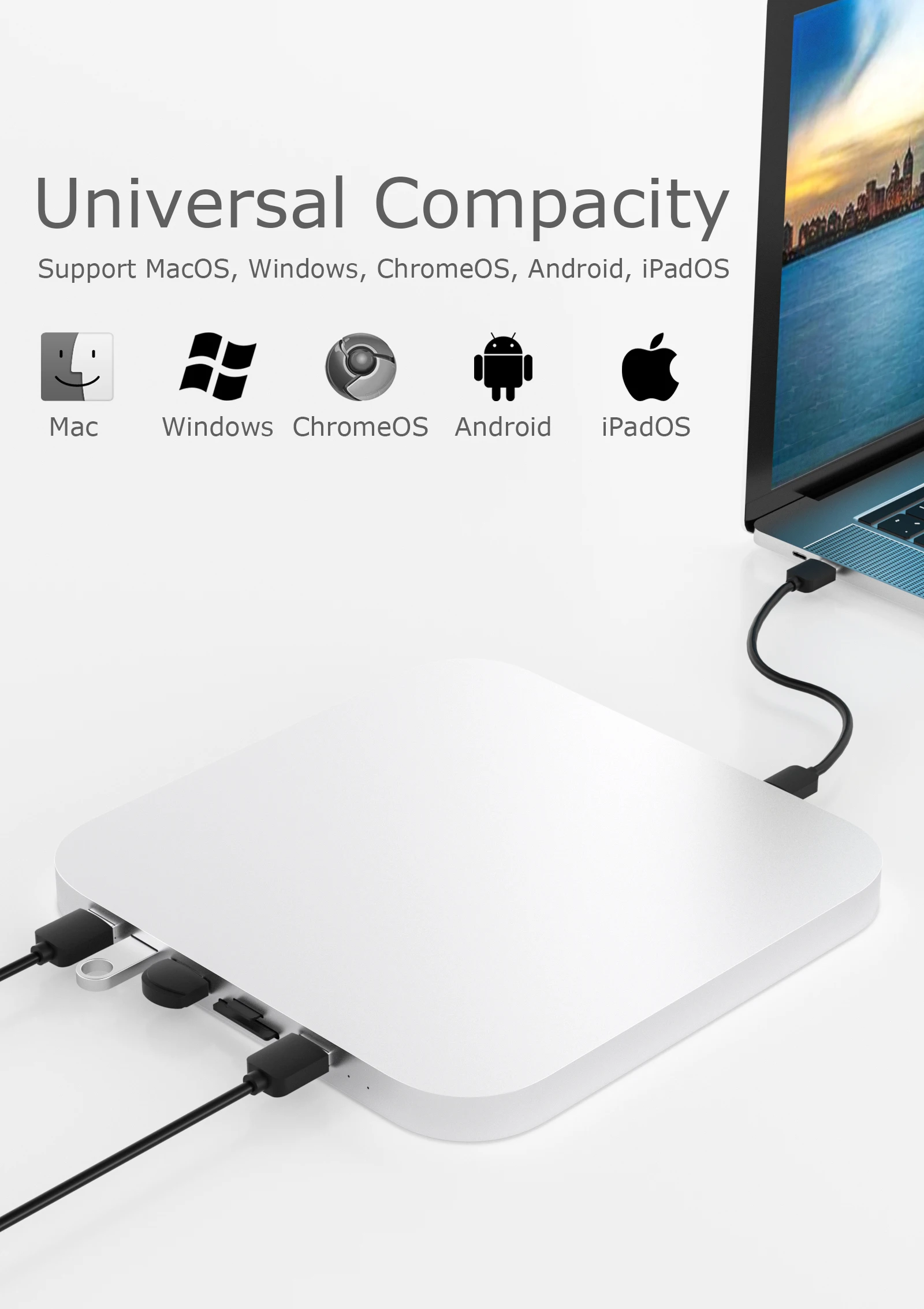 MC25 Silver USB Docking for Mac Mini 2020 - ISO 9001 Certified