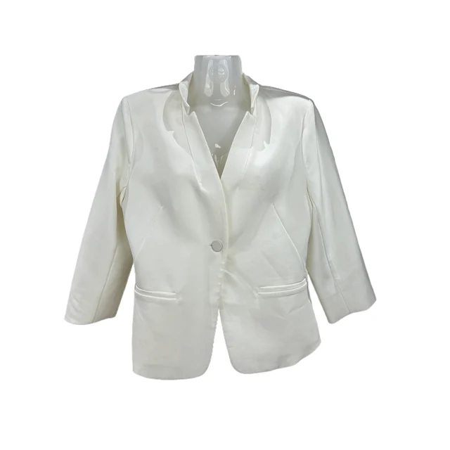 Commuting simple high quality woman white coat long sleeve white coat coat suit